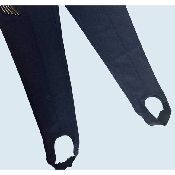 Stella McCartney Navy Zipper Ruffle Detail Stirrup Pants Size Small - Picture 4 of 8
